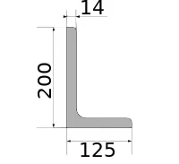 Уголок 200х125х14, длина 12 м, марка Ст3