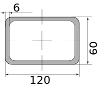 Труба профильная электросварная прямоугольная 120х60х6, длина 12 м 6.00