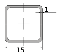 Труба профильная электросварная квадратная 15х15х1, длина 6 м
