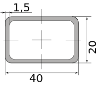 Труба профильная электросварная прямоугольная 40х20х1.5, длина 6 м 1.50