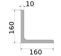 Уголок 160х160х10, длина 12 м, марка С255