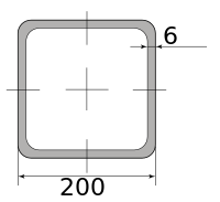 Труба профильная электросварная квадратная 200х200х6 Брак, длина 12 м