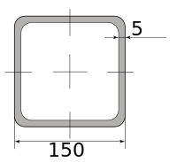 Труба профильная электросварная квадратная 150х150х5, длина 12 м