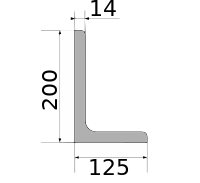 Уголок 200х125х14, длина 12 м, марка Ст3