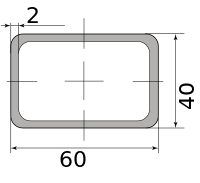 Труба профильная электросварная прямоугольная 60х40х2 2.00 6000-6050