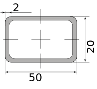 Трубы нерж. электросварные ЭСВ прямоугольные 50х20х2 шлиф, длина 6 м, марка AISI 304 (08Х18Н10)