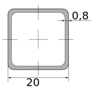 Трубы электросварные оцинкованная квадрат 20х20х0.8 НН 2000-3500