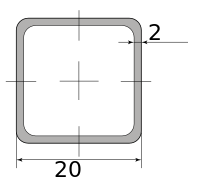 Труба профильная электросварная квадратная 20х20х2 6000-6050