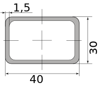 Трубы нерж. электросварные ЭСВ прямоугольные 40х30х1.5 шлиф, длина 6 м, марка AISI 304 (08Х18Н10)