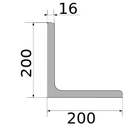 Уголок низколегир 200х200х16, длина 12 м, марка С355