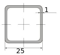 Труба профильная электросварная квадратная 25х25х1, длина 6 м