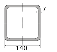 Труба профильная электросварная квадратная 140х140х7, длина 12 м